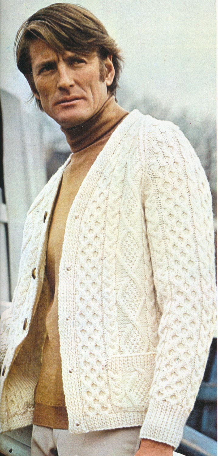 Authentic Nordic ARAN CARDIGAN Sweater Knitting Pattern PDF