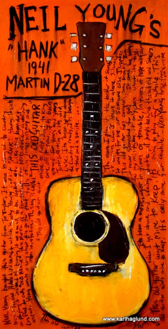 Guitar Art Guitar Painting Neil Young Martin Acoustic