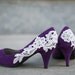 Wedding Shoes, Purple Bridal Heels, Wedding Heels with Ivory Lace. US Size 7