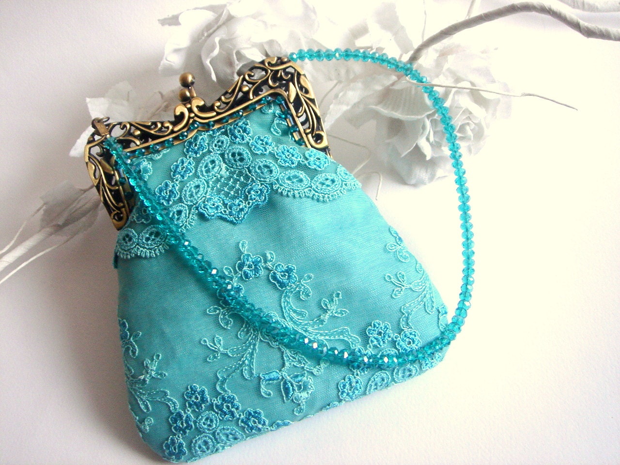 Bridal Clutch Something BlueVintage Turquoise Mini