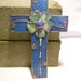 Stained Glass Cross Blue and Green
