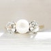 Vintage Old European Cut Diamond and Pearl 18K Yellow Gold Engagement Ring -0.5ctw