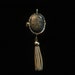 Black Locket Watch Oval Pendant Rose Tassel Vintage Gold Tone Charm