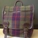 Vtg Plaid Wool // Flannel & Leather Backpack // Kids School Bag // By Gap