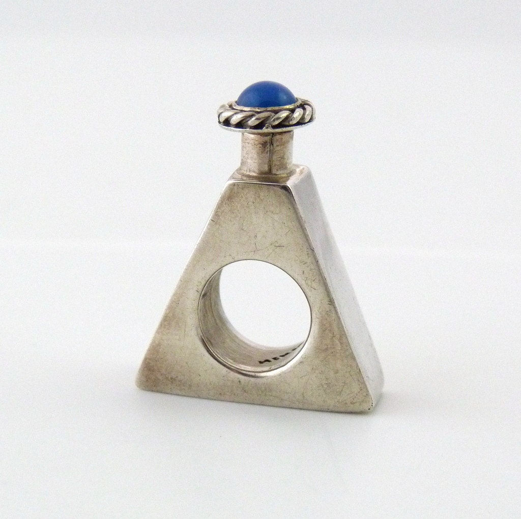 Sterling Silver Perfume Bottle Triangle Mexican Perfume