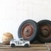 rusty wheels - set of 2 red paint patina bookends urban farmhouse boys room childrens room decor