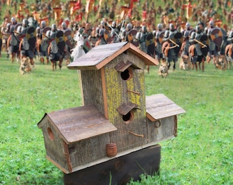 Rustic Decorative Birdhouse Condo, Multiple Old fashioned Styles, good for defence against charging hoards.