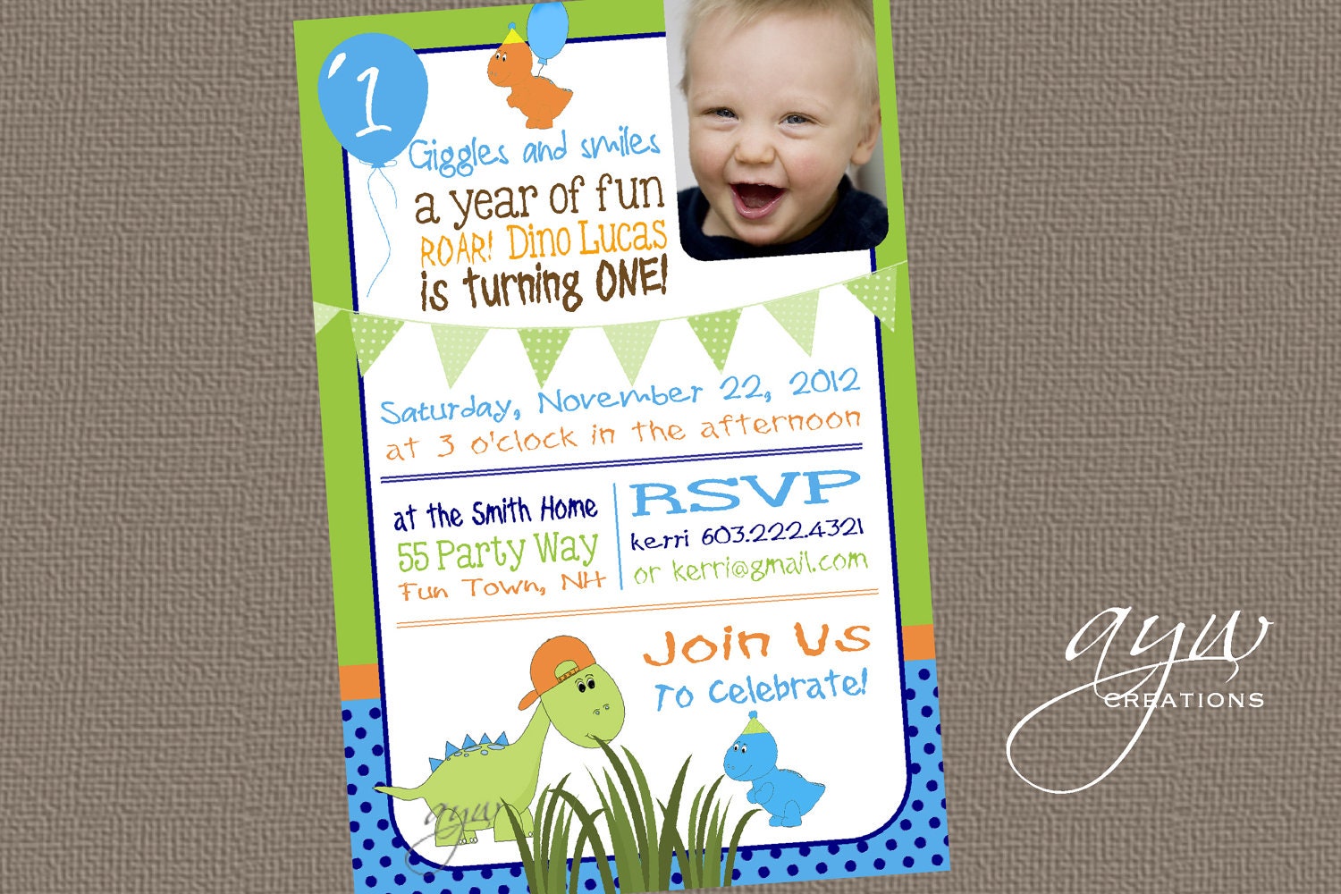 Dinosaur 1St Birthday Invitations 3