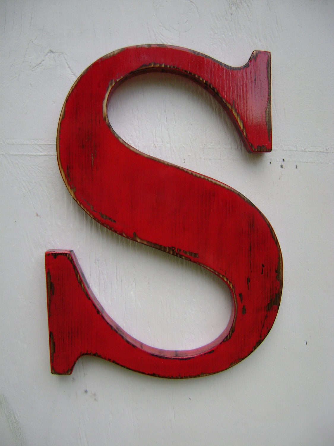 Wooden letter S rustic shabby chic LetterDistressed painted