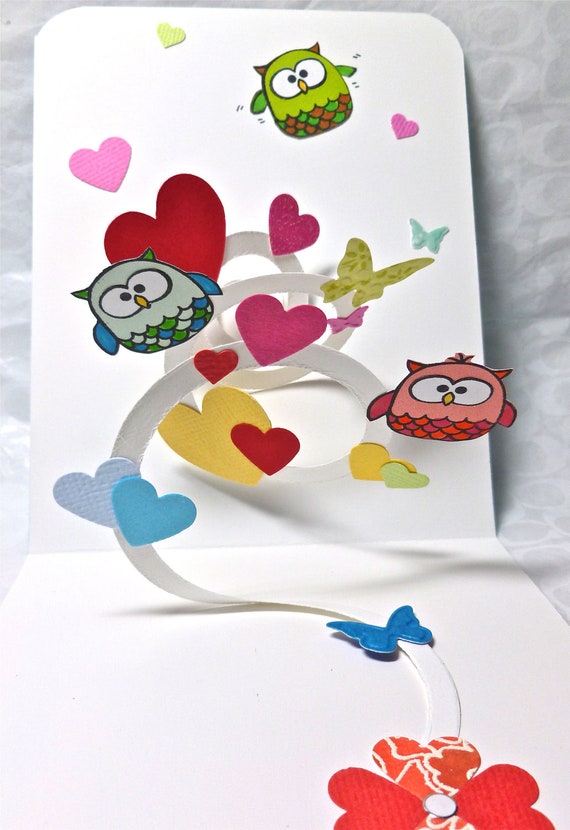 cute handmade pop up card with owls love card anniversary