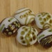 5 Czech Beads Abstract Design Dark Brown White Tan Green 13mm x 15mm