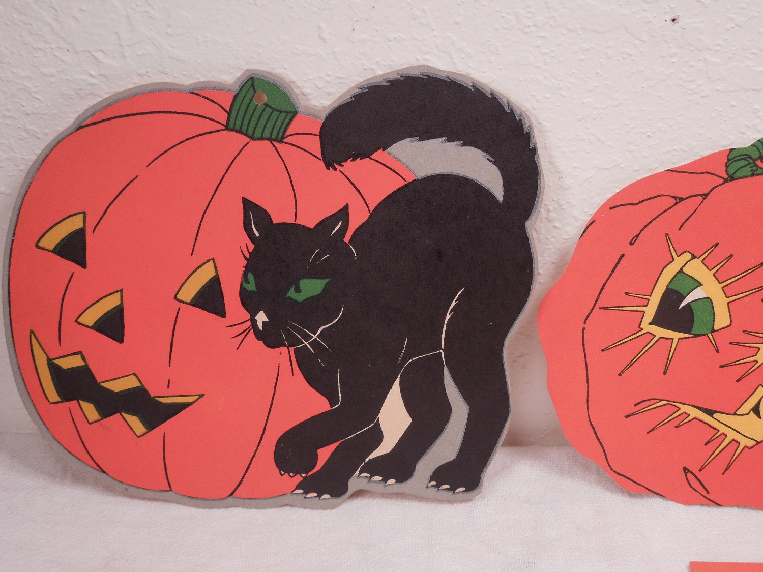 Set of 4 Vintage Paper Halloween Decorations with Original