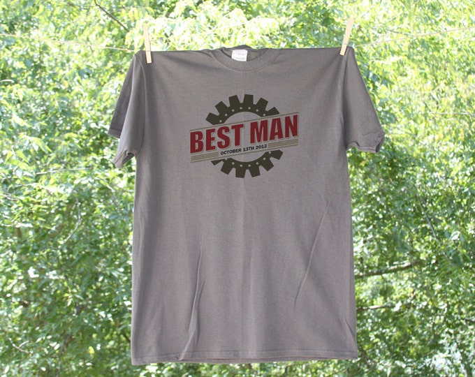 Best Man Wedding Party Shirt with Date - Cog