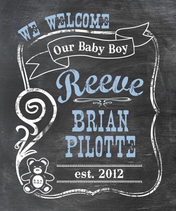 Items similar to Printable Baby Announcement Chalkboard Look 5 x 7