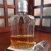 Vintage Liquor Flask With Polished Metal Lid Cup, Antique Whiskey Flask, 1940 Era
