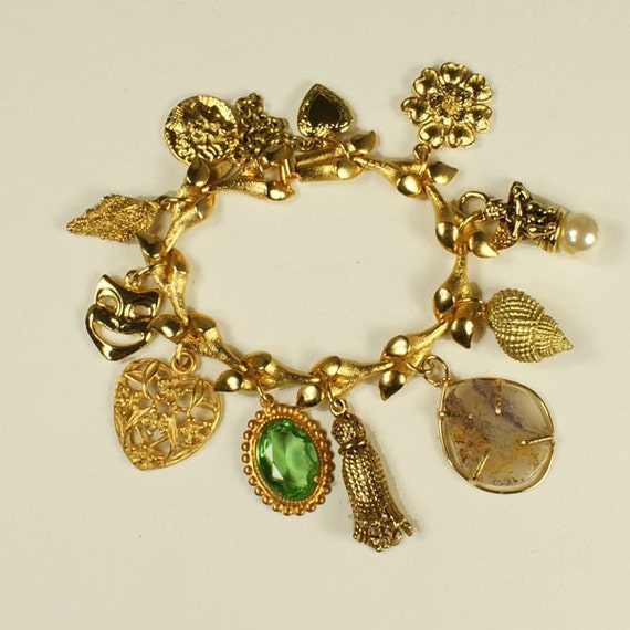 Items similar to Vintage Gold plated Charm Bracelet 4 by Basia Zarzycka