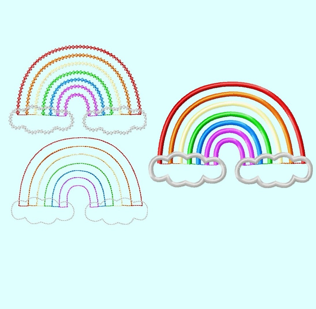 Embroidery Design Rainbow | cute rainbow applique embroidery design includes 3 different Embroidery Design Rainbow | cute rainbow applique embroidery design includes 3 different