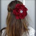 Shabby Chic Red Hair Accessory, Red Hair Fascinator Gypsy, Tattered Crimson Hair Pin, Boho Chic Rustic Fabric Flower