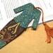 Malaysian Traditional Baju Kebaya Fabric Bookmark (Batch 3): Green and Brown With Gold Patterns