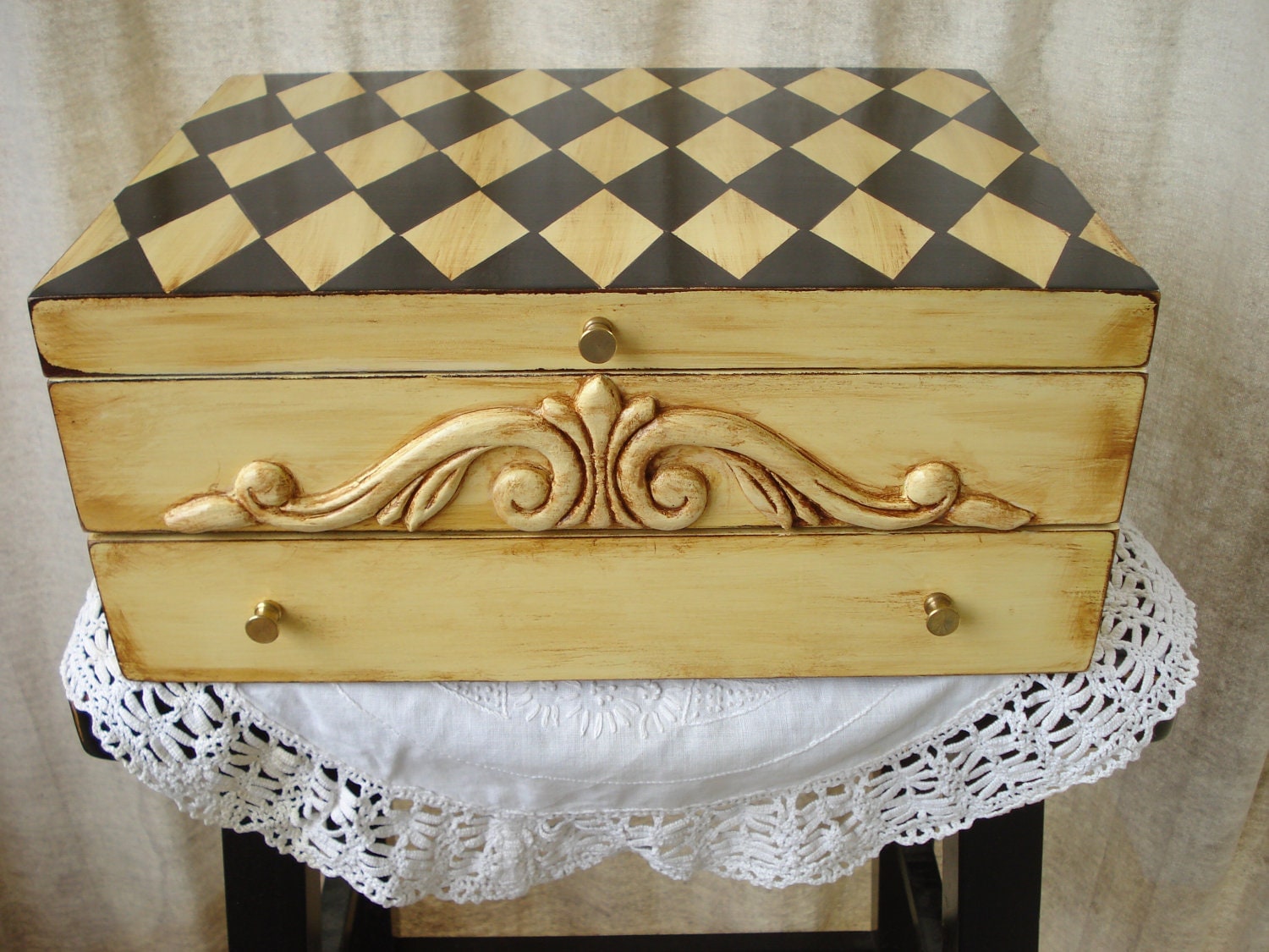 Vintage Upcycled Silverware Flatware Chest Hand Painted