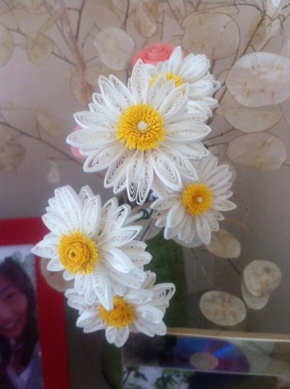 Set Of 4 Paper Quilled 3d Flowers For Your Vase set of 4 paper quilled 3d flowers for your vase