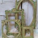 Ornate green frame grouping vintage hand painted shabby chic wall decor Anita Spero
