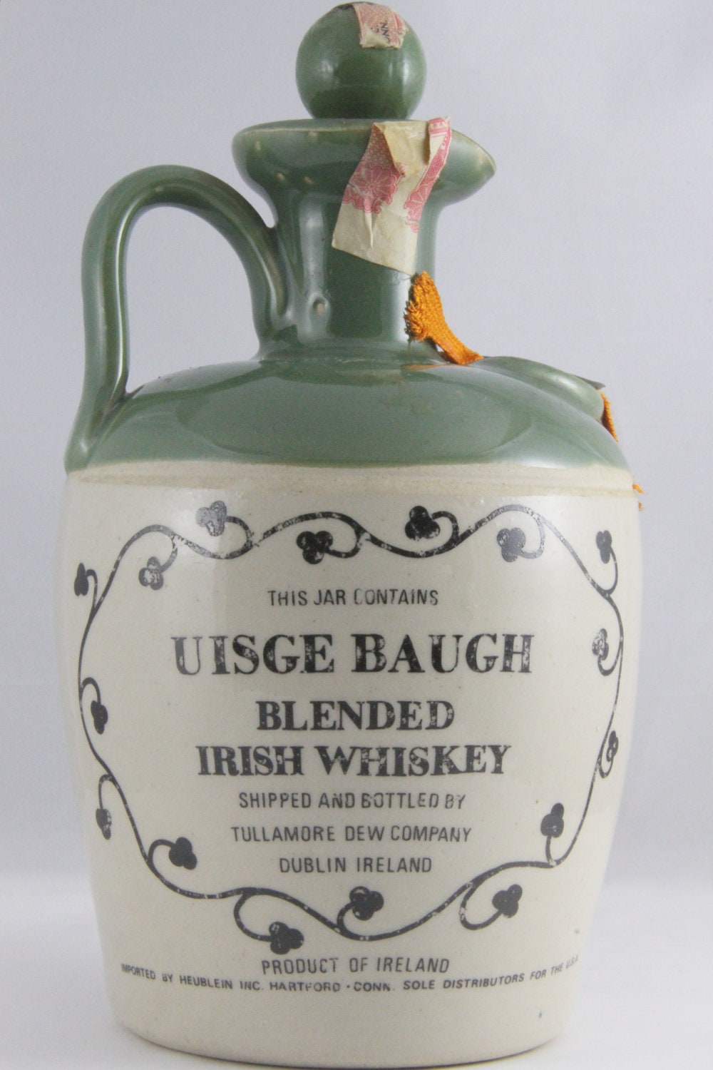 Vintage Crock Jug Tullamore Dew Uisge Baugh Blended Irish