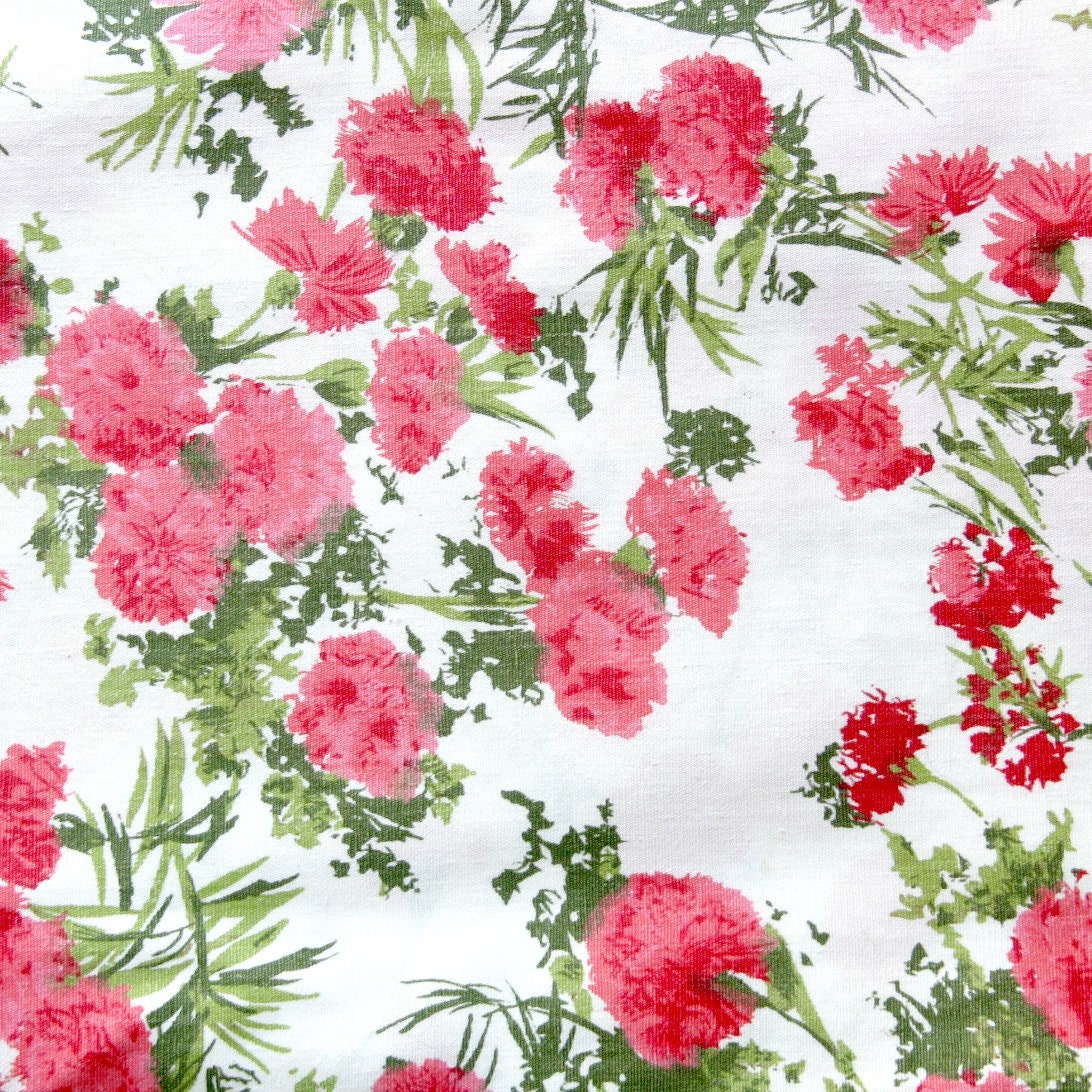 Pink Carnation Floral Fabric 2.5 yards