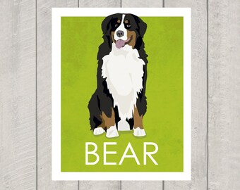 Bernese Mountain Dog Art Print - Custom Dog Art