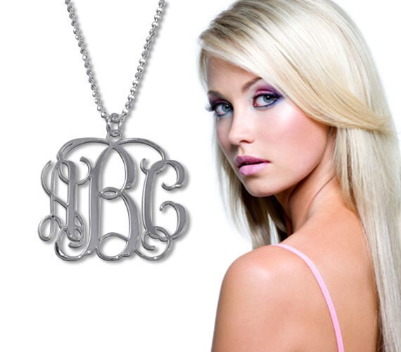 Items similar to Monogram Necklace Personalized Monogram Necklace in