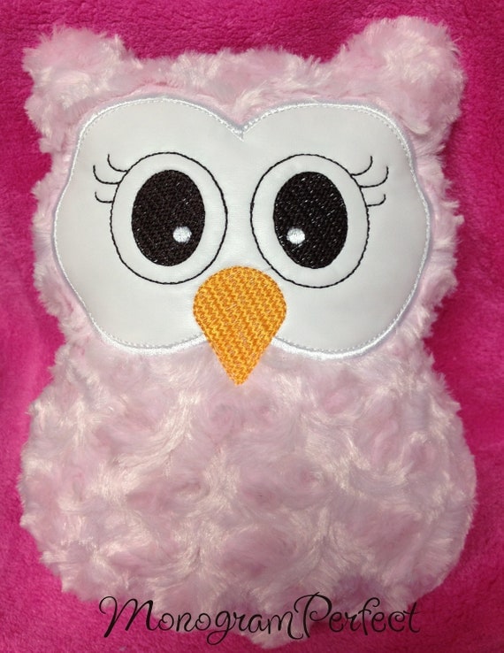 Soft Pink Fluffy Owl Pillow Great Baby Shower by MonogramPerfect