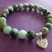 Emerald Heart Chakra Bracelet with Sterling Silver Tribal Heart Charm, Reiki Charged, Free Shipping