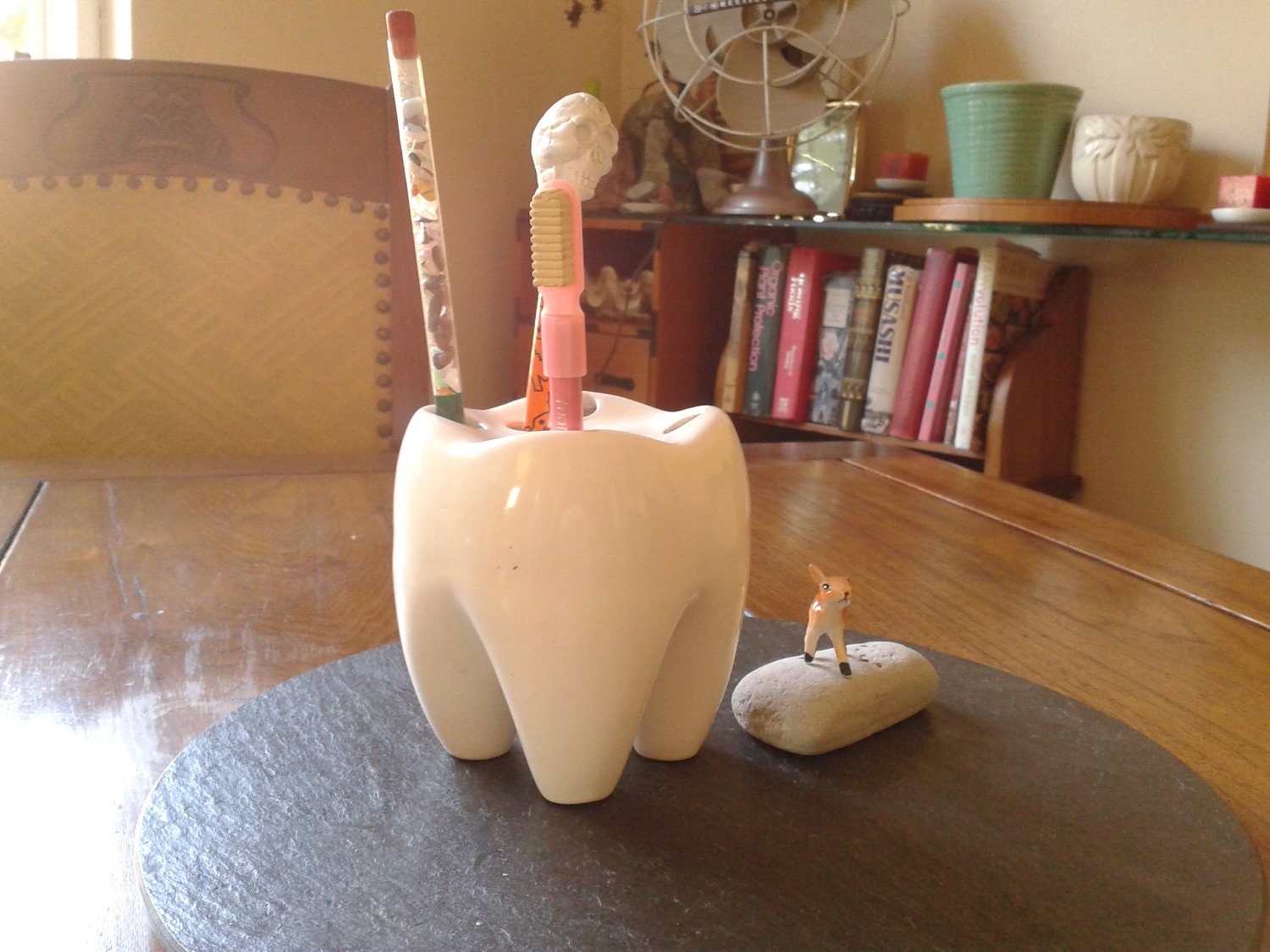 tooth toothbrush holder for bathroom decor molar tooth pencil