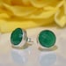 Faceted Green Onyx Sterling Silver bezel set Stud Post Earrings