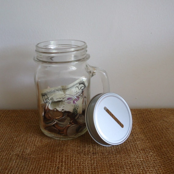Mason Jar Bank piggy bank coin bank glass jar with lid