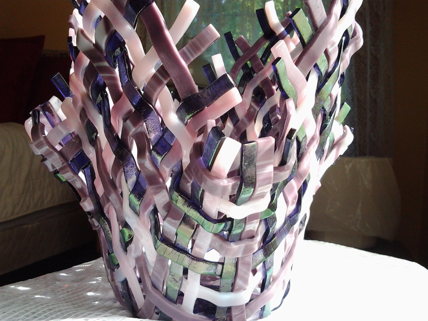 Woven Fused Glass Vase Fused Glass Weave Sculpture