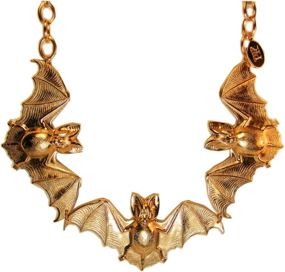 Fledermäuse Bats necklace Rose Pink Gold gilded