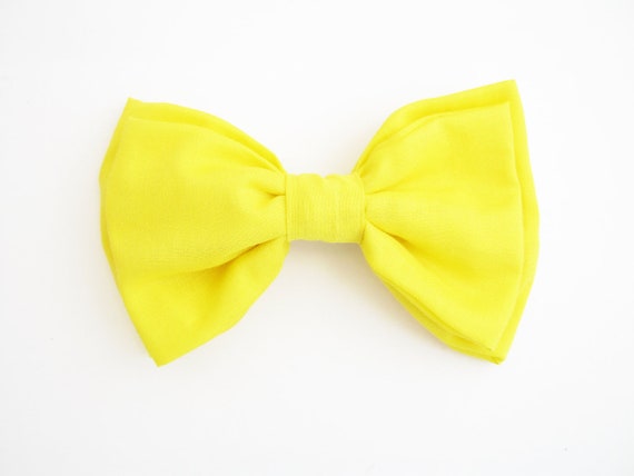 Items similar to Statement neon bow hair clip, hair accessory,yellow ...