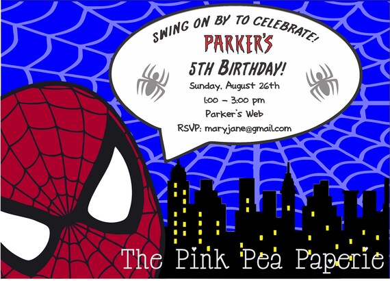 SPIDERMAN Customized Printable 5 x 7 Invitation Il_570xn