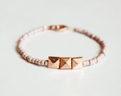 rose gold pyramid bracelet - delicate dainty stud jewelry