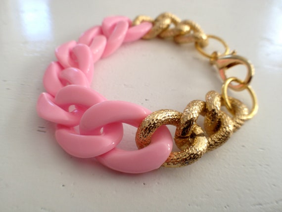 Items similar to Powder Pink Chain Bracelet on Etsy