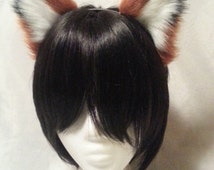 Red Fox ears - Black tipped (v2) - headband