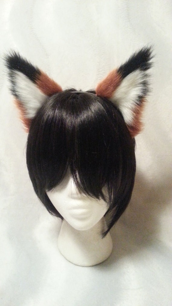 Red Fox Ears Black Tipped V2 Headband By Silveredfoxcreations