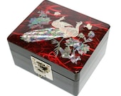 Lacquer ware inlaid new mother of pearl handcrafted jewelry case,jewel box trinket box Peacock Design