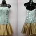 Vintage Short Dress Seafoam Green and Gold Womens 80s Homecoming Party Dress