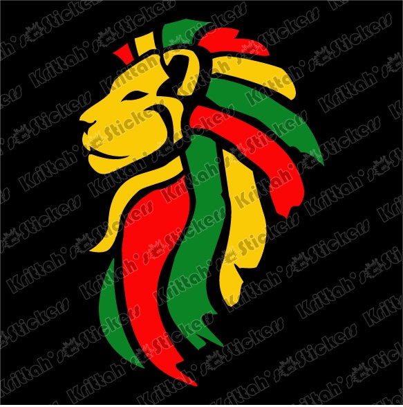 rasta lion head with yellow face vinyl decal 4 by rasta lion head with yellow face vinyl decal 4 by