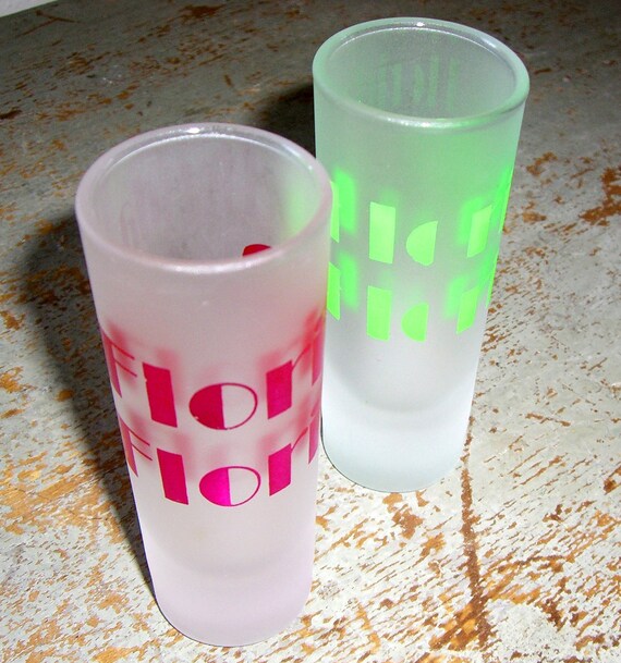 Vintage Shot Glasses Florida Hot Pink Lime Green