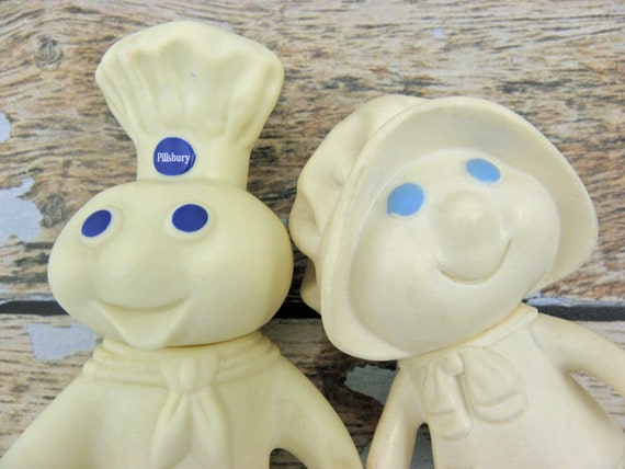 Vintage set of Pillsbury Dough Boy and Girl Rubber Figurines