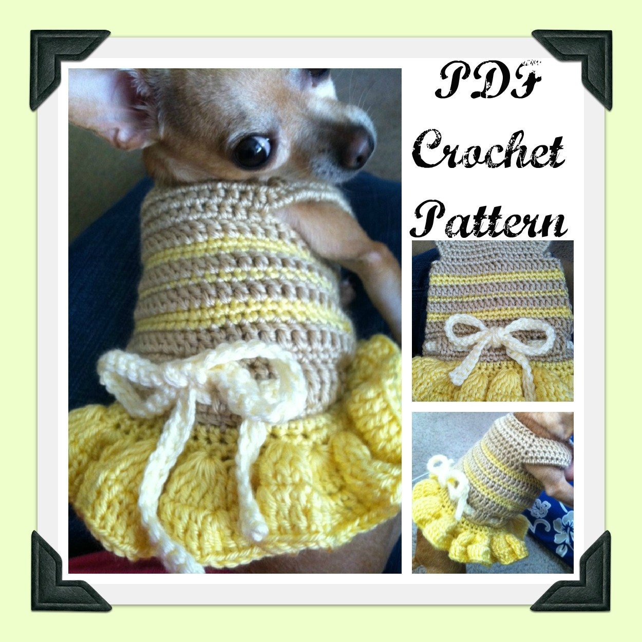 PDF Crochet Pattern Summer Fun Dog Dress INSTANT by