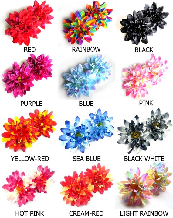 bows silk hair inches 12 silk Artificial  Wholesale Flower heads Lot  Dahlia   4